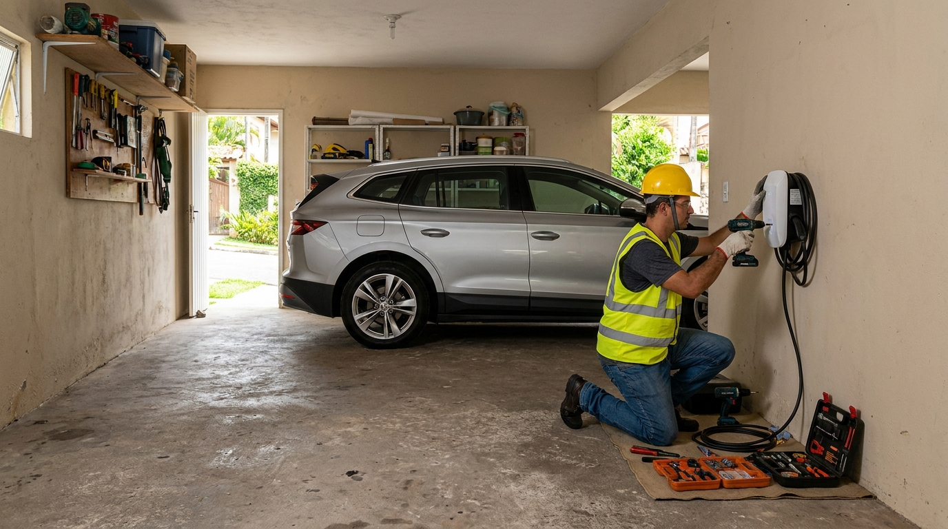 Instalacao de carregador de carro eletrico residencial em Ribeirão Preto‑SP