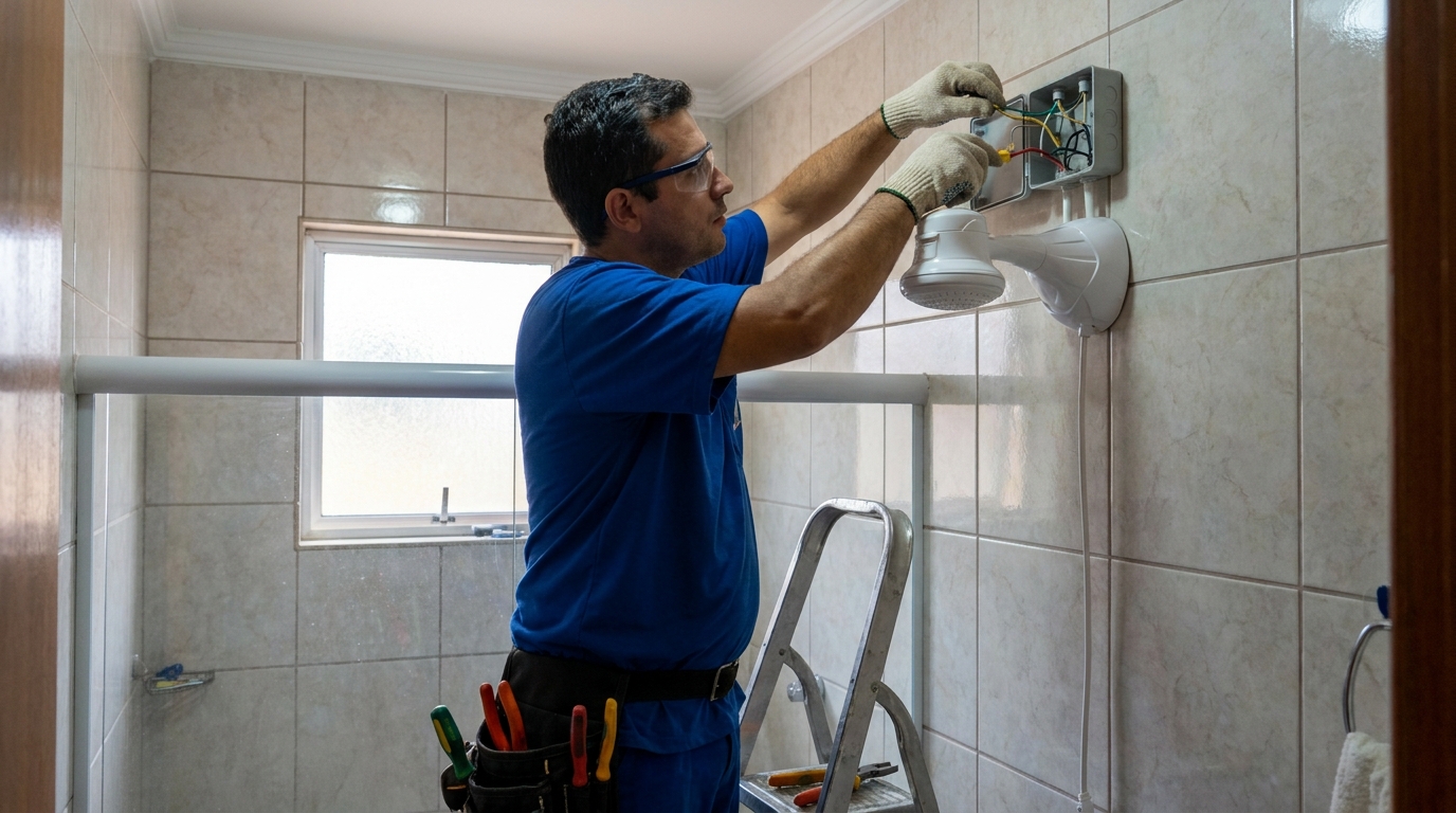 Instalacao de chuveiro eletrico profissional em Ribeirão Preto‑SP