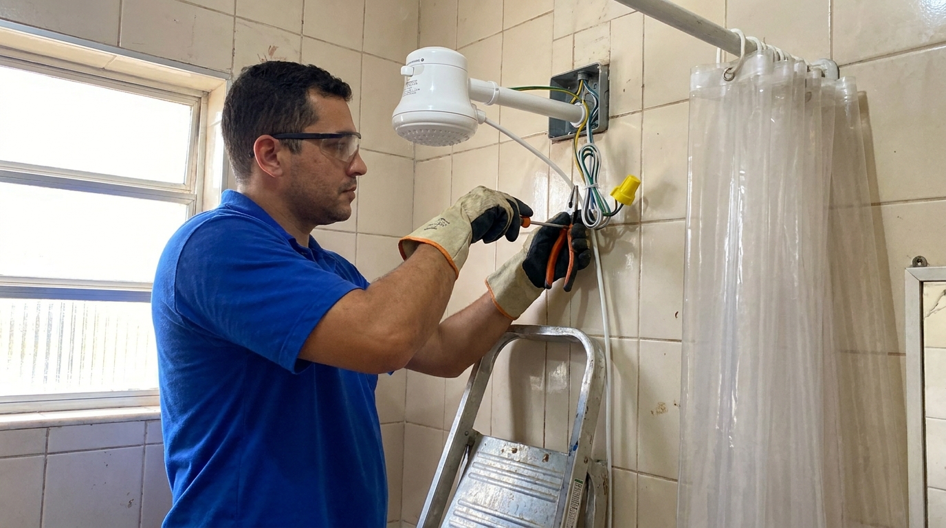 Instalacao de chuveiro eletrico residencial em Ribeirão Preto‑SP