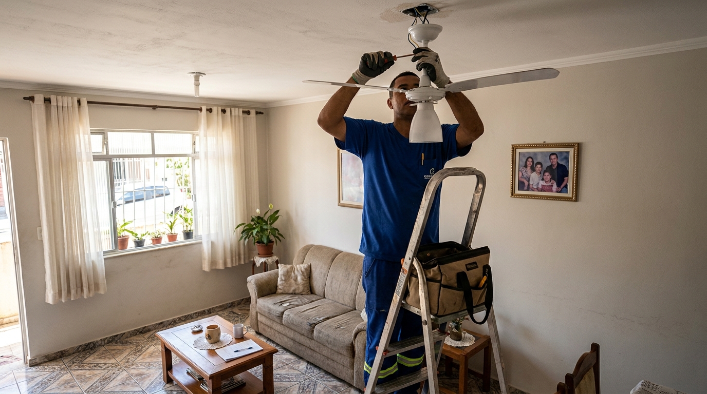 Instalacao de ventilador de teto residencial em Ribeirão Preto‑SP