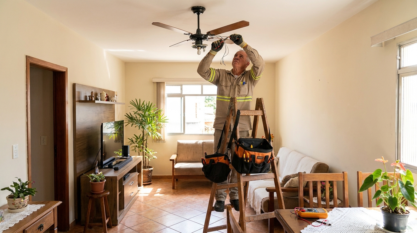 Montagem de ventilador de teto em Ribeirão Preto‑SP